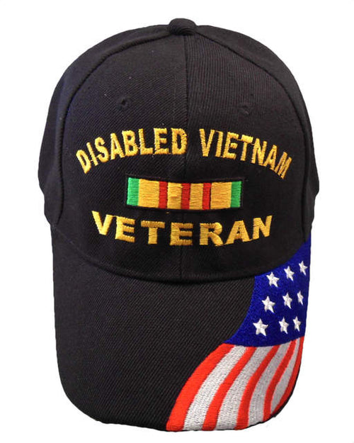 Veteran Vietnam Disabled w/Flag on Bill Cap