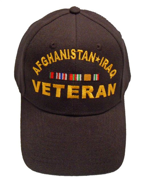 Veteran Afghanistan Iraq w/Veteran Ribbon Cap - Black