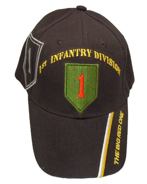 Army USA 1st Infantry Division Cap - Black 1st ID USA Big Red One