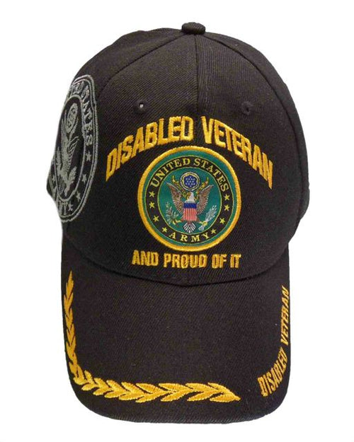 Army Disabled Veteran Proud of It Army Emblem w/ Wreath Cap