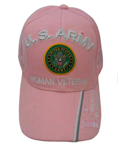 Army Woman Veteran w/US Army Emblem Shadow Cap - Pink