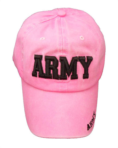 Army Block Letter Stone Washed Cap - Pink
