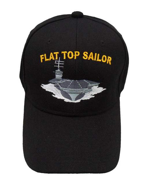 Navy Flat Top Sailor Cap - Black