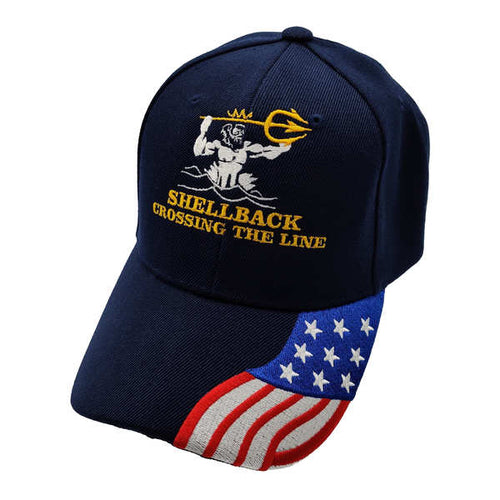 Navy Shellback Crossing the Line w/Flag Bill Cap