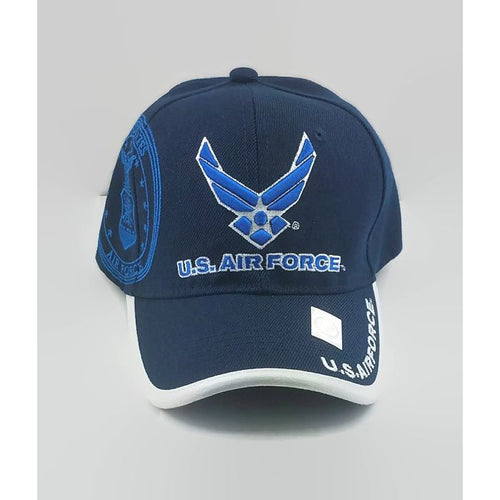 USAF Wings Military Hat with Seal on Side - Navy/Royal Blue