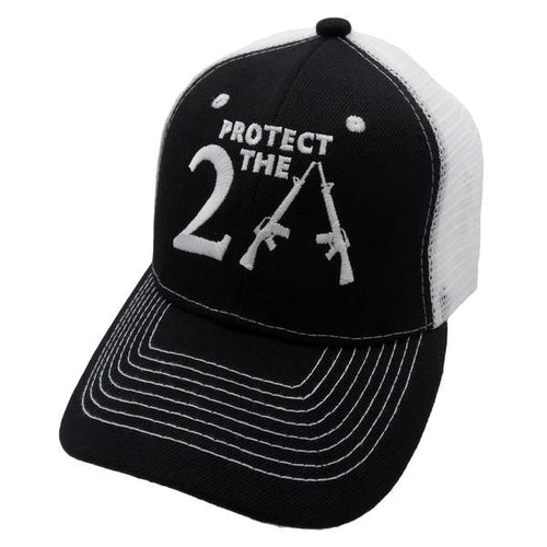 Patriotic Cap - Protect The 2A Trucker Cap - Black/White