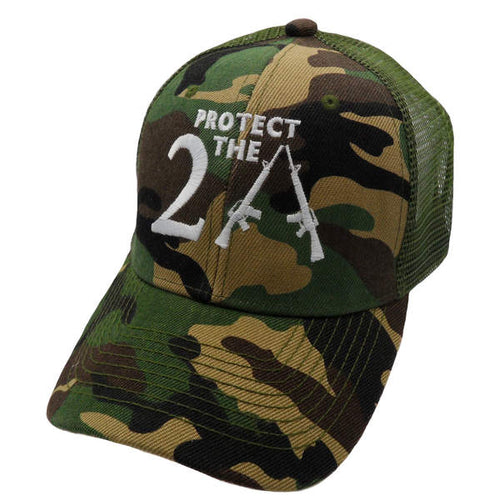 Patriotic Cap - Protect The 2A Trucker Cap - Green Camo