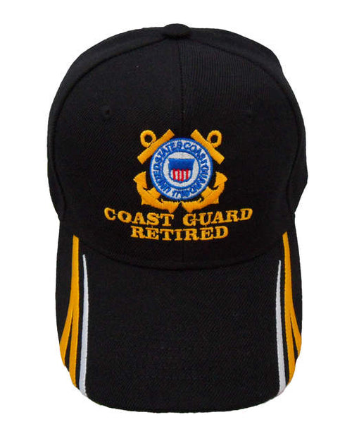 USCG Coast Guard Retired w/ Striped Bill Cap