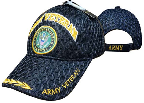 Army Veteran & Emblem Mesh Cap