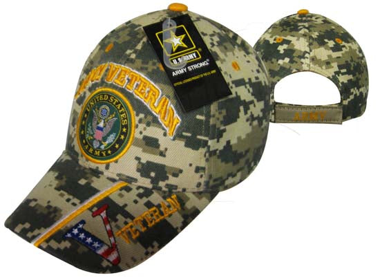 Army Veteran US Army USA & Seal Flag V on Bill Camo Cap – US ...