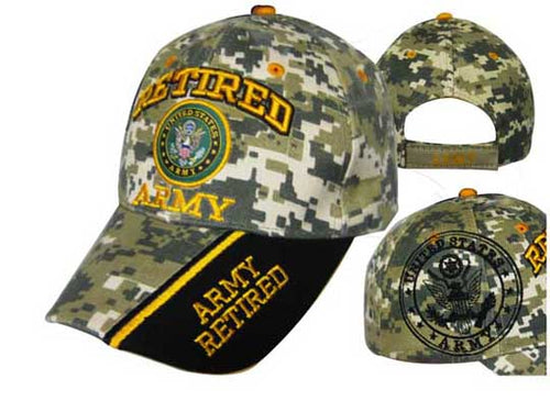 Army Retired USA ARMY Emblem Cap Camo
