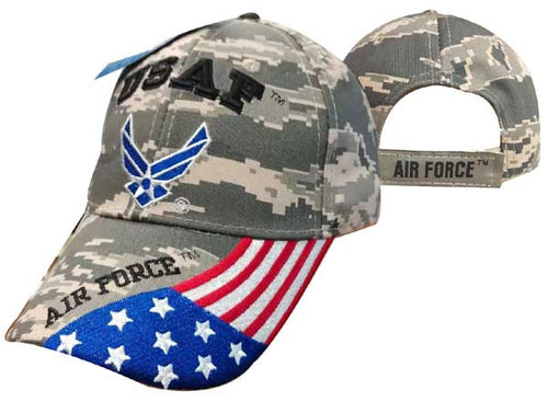 USAF Veteran US Air Force w/Flag on Bill Cap Camo