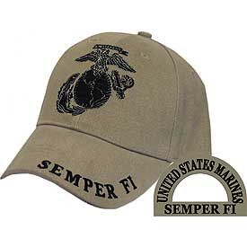 USMC w/SUBDUED LOGO KHAKI Cap