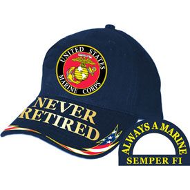 USMC w/SYMBOL NEVER RETIRED Cap