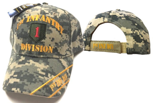 Army USA 1st Infantry Division Cap - Camo 1st ID USA Big Red One