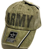 Army Block Letter Stone Washed w/Star on Bill Cap - Green