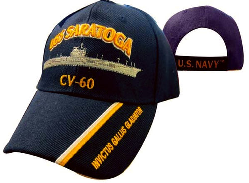 Navy CV-60 USS Saratoga Navy Blue Cap