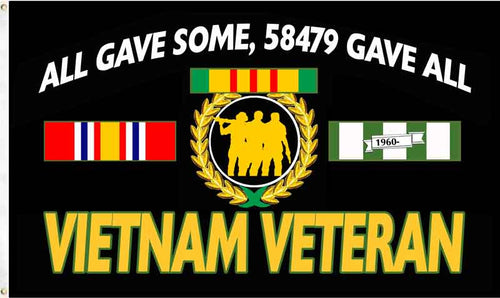 Flag Vietnam All Gave Some, 58479 Gave All Vietnam Vet  FLAG 3x5'