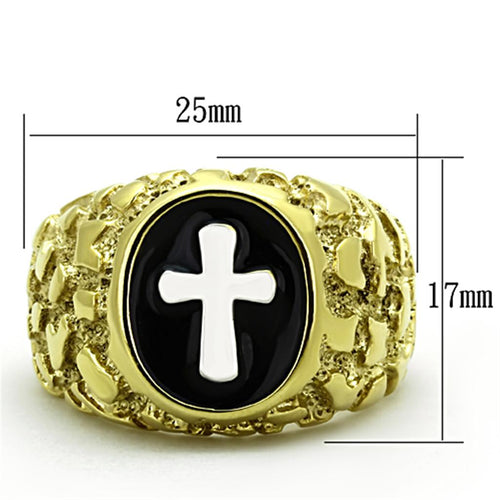 Ring Christian Two-Tone IP Gold (Ion Plating) Stainless Steel Ring