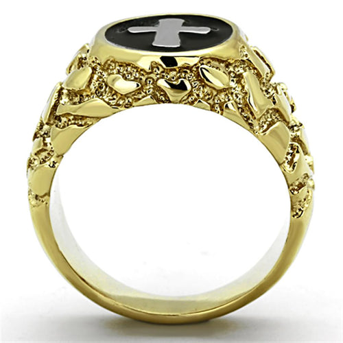 Ring Christian Two-Tone IP Gold (Ion Plating) Stainless Steel Ring