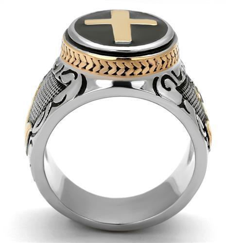 Ring Christian Two-Tone IP Rose Gold Stainless Steel Ring with Epoxy