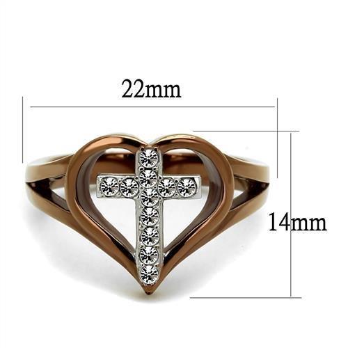 Ring Christian Two Tone IP Light Brown Stainless Steel