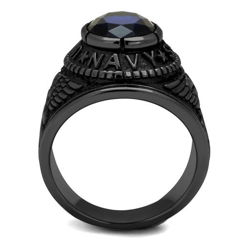 Ring Navy IP Black(Ion Plating) Stainless Steel Ring with Synthetic