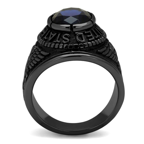 Ring Navy IP Black(Ion Plating) Stainless Steel Ring with Synthetic