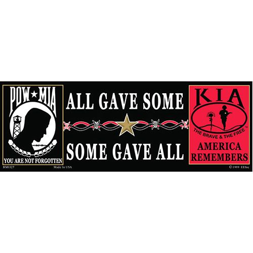 Sticker POW*KIA, America Remembers (3-1/2"X10")