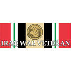 Sticker Iraq War, Service Ribbon & Medal (3-1/2"X10")