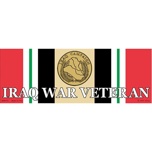 Sticker Iraq War, Service Ribbon & Medal (3-1/2"X10")