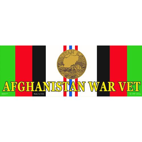 Sticker Afghan War, Service Ribbon & Medal (3-1/2"X10")