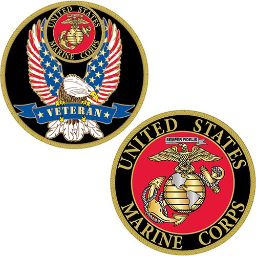 Challenge Coin USMC Veteran (1-3/4")