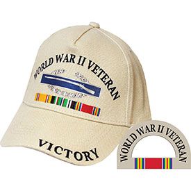 Veteran WWII w/SVC RIBBON Khaki Victory Cap