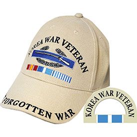 Veteran KOREA w/SVC RIBBON Khaki Cap "The Forgotten War"