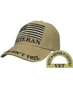 Patriotic American Veteran Olive-Tan w/Flag "Freedom Isn't Free" on Bill
