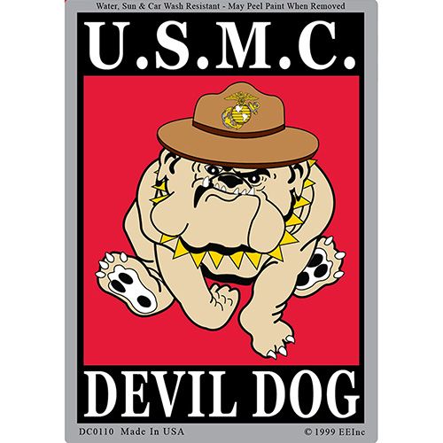 Sticker USMC, Devil Dog (3"x4-1/4")