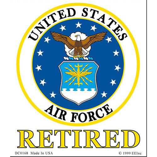 Sticker USAF Emblem Retired (Clear Vinyl) (3-1/2"x4-1/8")