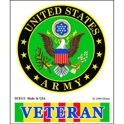 Sticker Army Vietnam Veteran (Clear Vinyl) (3-1/2"x4-1/8")
