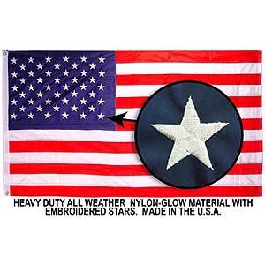 FLAG USA Made In USA Nylon-Glow (3ft x 5ft) Heavy Duty All Weather
