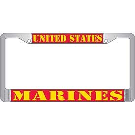 License Frame USMC Auto Metal Chrome "United States Marines"