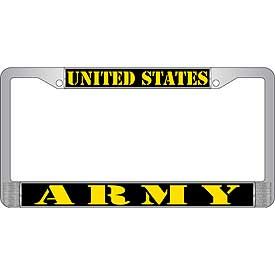 License Frame Army Auto Metal Chrome "United States Army"