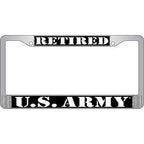 License Frame Army Auto Metal Chrome "Retired US Army"