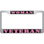 License Frame Woman Veteran Auto Metal Chrome