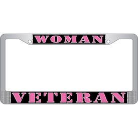 License Frame Woman Veteran Auto Metal Chrome