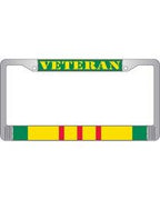 License Frame Vietnam Veteran Auto Metal Chrome with Ribbon