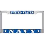 License Frame Navy Auto Metal Chrome "United States Navy"