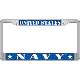 License Frame Navy Auto Metal Chrome "United States Navy"