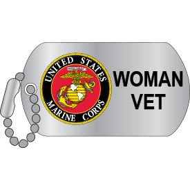 Pin USMC Woman Veteran Dog Tag (1-1/4")