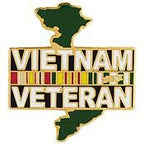 Pin Vietnam Veteran w/Service Ribbons (1-1/8")